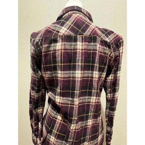 Natural Reflections Women Burgundy Plaid Button Down Shirt - Size S - Picture 3 of 7